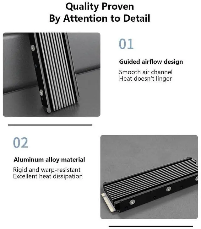 Alt view image 5 of 7 - M.2 2280 SSD Heatsink Double-Sided Cooling Ultra-Thin with Compatible with NVMe/NGFF Dual-Protocol SSD (Red)
