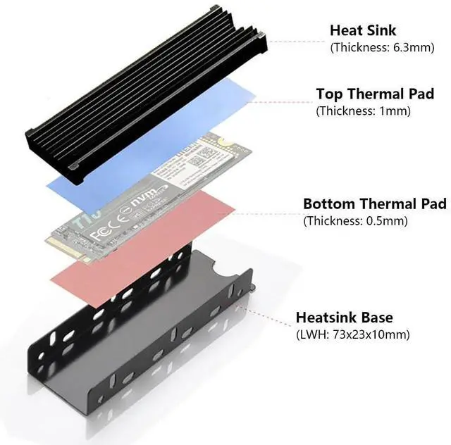 Alt view image 6 of 7 - M.2 2280 SSD Heatsink Double-Sided Cooling Ultra-Thin with Compatible with NVMe/NGFF Dual-Protocol SSD (Red)