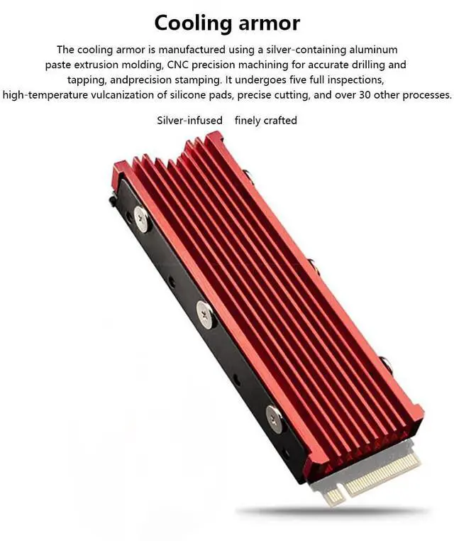 Alt view image 7 of 7 - M.2 2280 SSD Heatsink Double-Sided Cooling Ultra-Thin with Compatible with NVMe/NGFF Dual-Protocol SSD (Red)