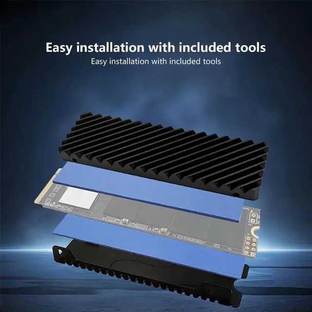 Alt view image 2 of 7 - Aluminum M.2 2280 SSD Heatsink Passive Cooling Heat Sink with Thermal Pad Efficient Heat Dissipation (Black)