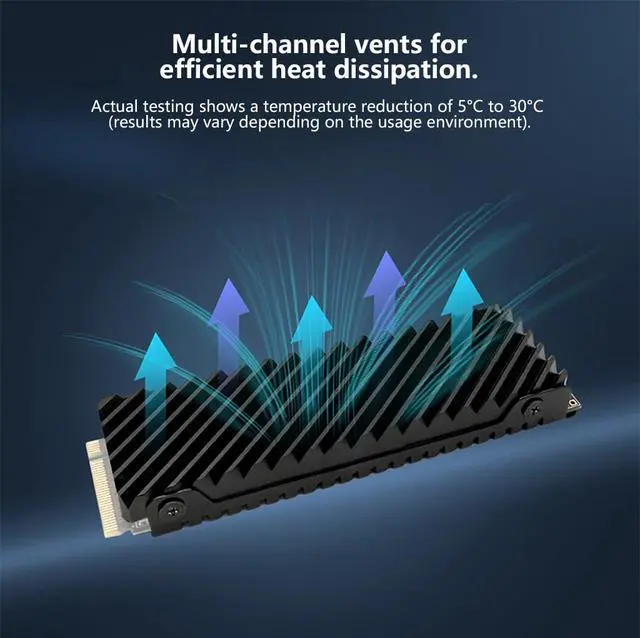 Alt view image 4 of 7 - Aluminum M.2 2280 SSD Heatsink Passive Cooling Heat Sink with Thermal Pad Efficient Heat Dissipation (Black)