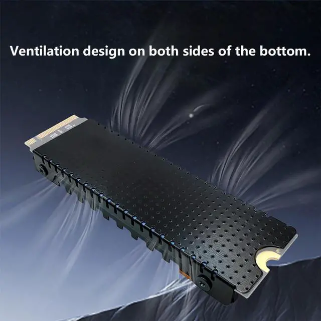 Alt view image 5 of 7 - Aluminum M.2 2280 SSD Heatsink Passive Cooling Heat Sink with Thermal Pad Efficient Heat Dissipation (Black)