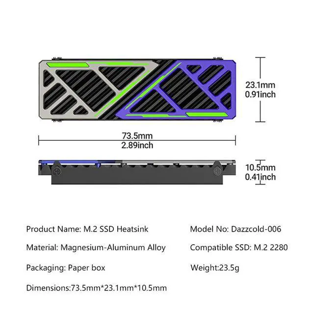 Alt view image 6 of 7 - M.2 2280 SSD Heatsink Cooler Aluminum Alloy Heat Sink Plate with Adjustable Screw Holes Temperature Drop 5°C30°C (Orange)