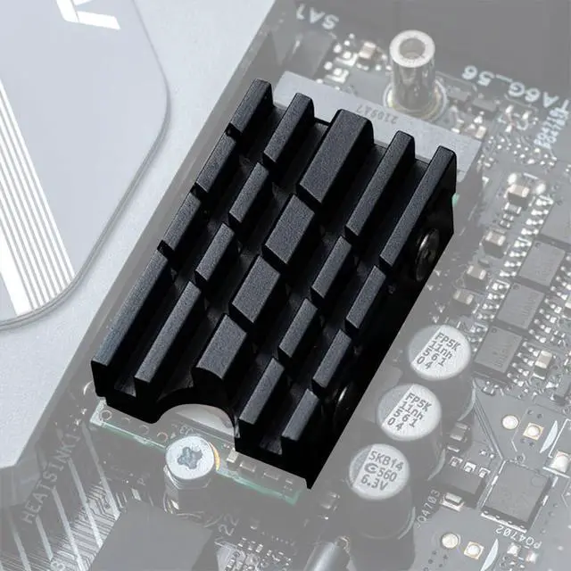 Alt view image 3 of 7 - M.2 SSD 2242 Heatsink SSD Cooler with Dual Thermal Pads Top 0.04 / Bottom 0.02, Aluminum Alloy Heat Sink Shroud, Black, Compact Size Compatible with NVMe Mini Builds (Black)