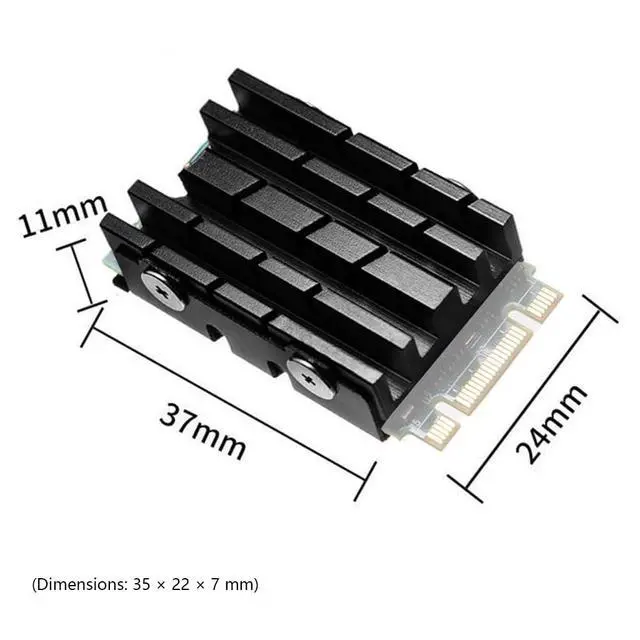 Alt view image 5 of 7 - M.2 SSD 2242 Heatsink SSD Cooler with Dual Thermal Pads Top 0.04 / Bottom 0.02, Aluminum Alloy Heat Sink Shroud, Black, Compact Size Compatible with NVMe Mini Builds (Black)