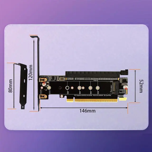 Alt view image 4 of 7 - PCIe 4.0 x16 to PCIe x8 + 2* M.2 Mkey Splitter Card Support X8X4X4 PCIe-Bifurcation Compatible with NVMe M Key 2230 2242 2260 2280 22110 SSD (PCB Board)