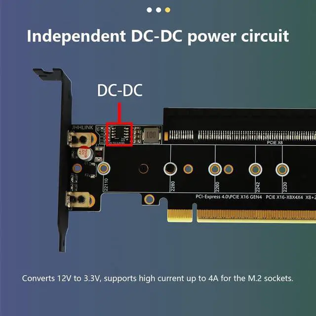 Alt view image 6 of 7 - PCIe 4.0 x16 to PCIe x8 + 2* M.2 Mkey Splitter Card Support X8X4X4 PCIe-Bifurcation Compatible with NVMe M Key 2230 2242 2260 2280 22110 SSD (PCB Board)