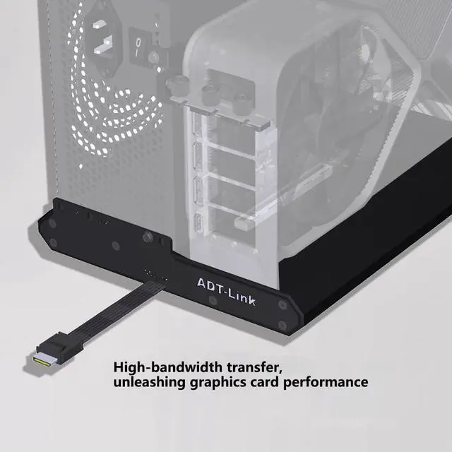 Alt view image 4 of 7 - ADT-K993H OCuLink SFF-8612 Female to PCIe5.0 x16 External Graphics Card Docking Station 128Gbps High-Speed eGPU Enclosure (K993H-BK10-50cm)