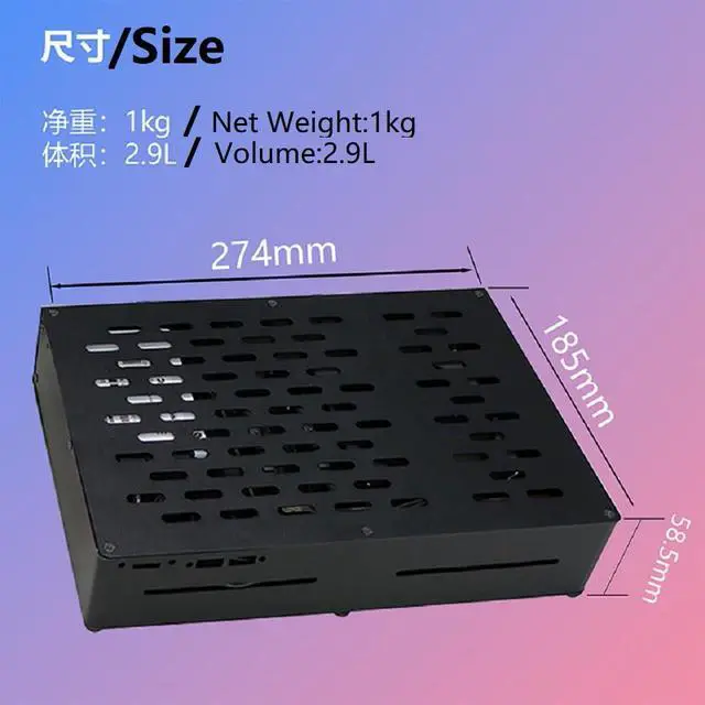 Alt view image 4 of 7 - A3 Mini ITX PC Case 2.5-inch 7mm SSD External Chassis Vertical/Horizontal Design Acrylic Frame 7.28 * 2.30 * 10.79in for Office/Gaming (Black)