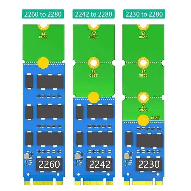Alt view image 2 of 7 - M2 NGFF 2230 to 2280 Extension Card Transfer 2230, 2242, 2260, 2280 SSD Compatible with M2 NVME NGFF M.2 U.2 M3 SSD Long Size Change (5Pairs)
