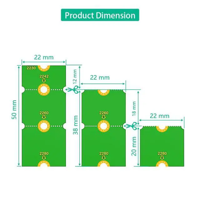 Alt view image 4 of 7 - M2 NGFF 2230 to 2280 Extension Card Transfer 2230, 2242, 2260, 2280 SSD Compatible with M2 NVME NGFF M.2 U.2 M3 SSD Long Size Change (5Pairs)