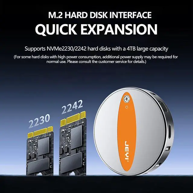 Alt view image 2 of 7 - JY-Mini DP Magnetic 2230 2242 Enclosure 10Gbps 8K/30Hz 4K/60Hz Compatible with M.2 NVMe SSD