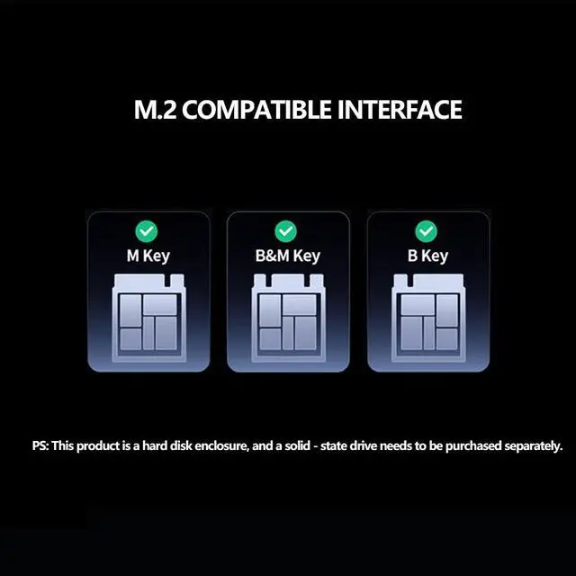 Alt view image 3 of 7 - JY-Mini DP Magnetic 2230 2242 Enclosure 10Gbps 8K/30Hz 4K/60Hz Compatible with M.2 NVMe SSD