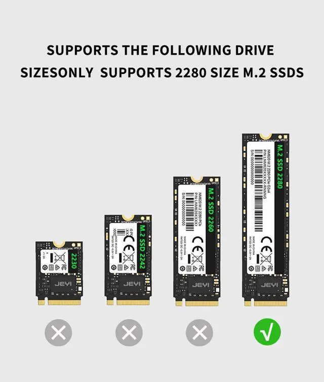 Alt view image 3 of 7 - JY M.2 2280 SSD Enclosure 4TB USB 3.2 10G High Speed Compatible with NVMe M Key B&M Key SSD