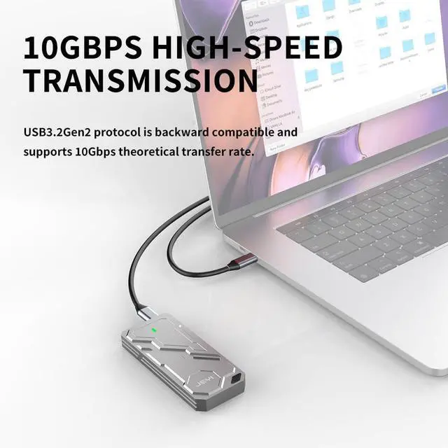 Alt view image 5 of 7 - JY M.2 2280 SSD Enclosure 4TB USB 3.2 10G High Speed Compatible with NVMe M Key B&M Key SSD