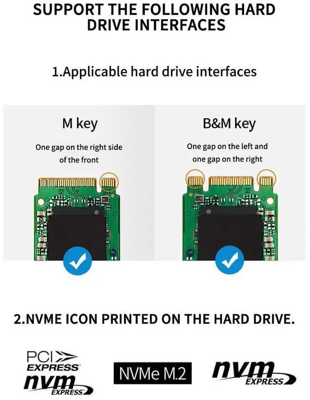 Alt view image 7 of 7 - JY M.2 2280 SSD Enclosure 4TB USB 3.2 10G High Speed Compatible with NVMe M Key B&M Key SSD