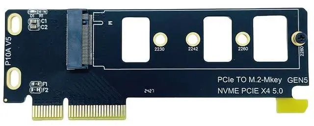 Main image of PCIE X4 to M.2 M Key Riser Card 11660MbS Compatible with NVME 2230 2242 2260 2280 SSD GEN5/GEN4/GEN3 Speed
