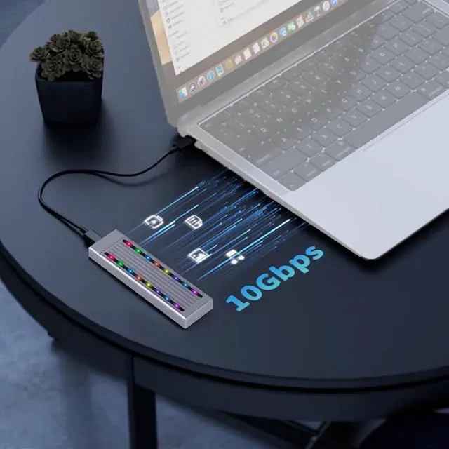 Alt view image 5 of 7 - M.2 SSD Enclosure RGB Cool Light Compatible with M.2 NVME / NGFF 2230 2242 2260 2280 SSD (Compatible with NVMe)