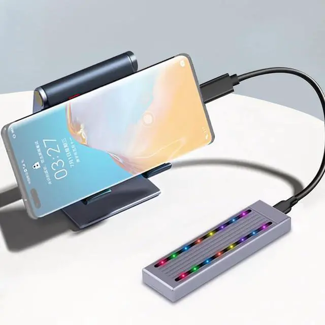 Alt view image 6 of 7 - M.2 SSD Enclosure RGB Cool Light Compatible with M.2 NVME / NGFF 2230 2242 2260 2280 SSD (Compatible with NVMe)