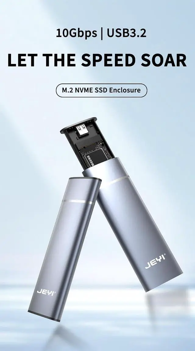 Alt view image 7 of 7 - JY--M12 M.2 SSD Enclosure 10Gbp/s USB-C Interface Compatible with NVMe B Key B+M Key SSD
