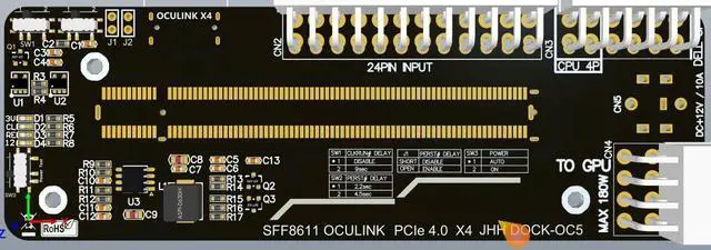 Alt view image 3 of 7 - M.2 M-Key to PCIE 4.0X4 External Graphics Card Stand Bracket Compatible with Oculink/M.2 NVMe Laptop eGPU?GDP Handhelds (Dock-OC4)