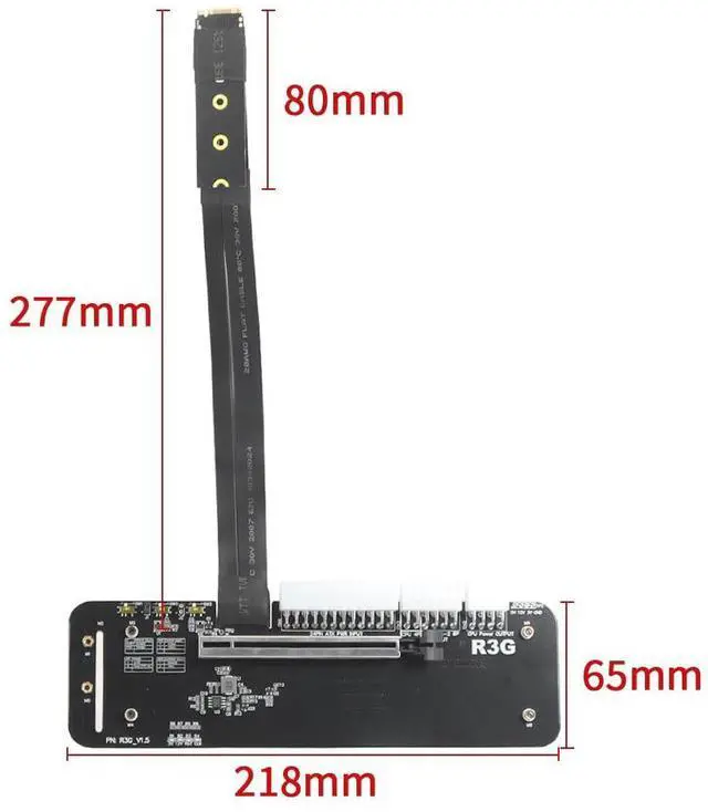 Alt view image 5 of 7 - M.2 Key M NVMe External Graphics Card Stand Bracket 32Gbs PCIe3.0x4 R43SG Docking Station for ITX STX NUC VEGA64 GTX1080ti (R43SG 50cm)