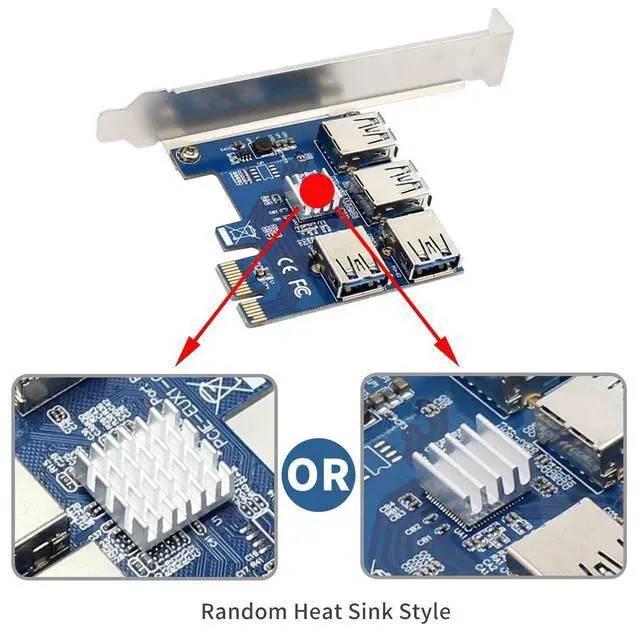 Alt view image 4 of 7 - Riser Card PCI-E USB 3.0 PCIe Port Multiplier Card PCI Express PCIe E 1 to 4 to for BTC Miner Machine