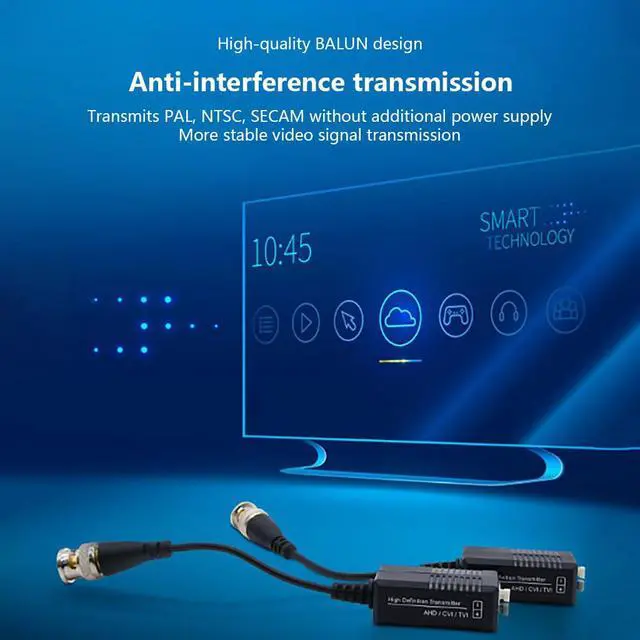 Alt view image 3 of 7 - BNC to Balun-Compatible Passive Twisted Pair Video Transmitter 0-300m Transmission Distance Compatible with AHD/CVI/TVI/CVBS (Video Transfer)