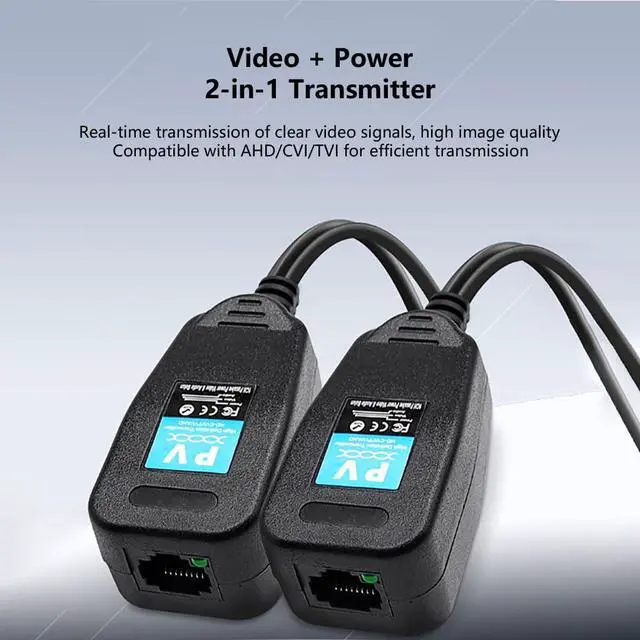 Alt view image 2 of 7 - BNC to Balun-Compatible Passive Twisted Pair Video Transmitter 0-300m Transmission Distance Compatible with AHD/CVI/TVI/CVBS (Video+Power Transfer)