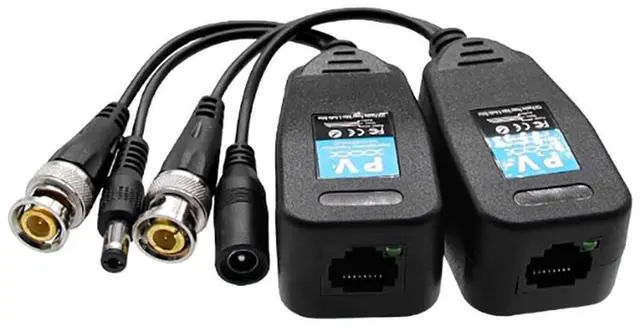 Main image of BNC to Balun-Compatible Passive Twisted Pair Video Transmitter 0-300m Transmission Distance Compatible with AHD/CVI/TVI/CVBS (Video+Power Transfer)