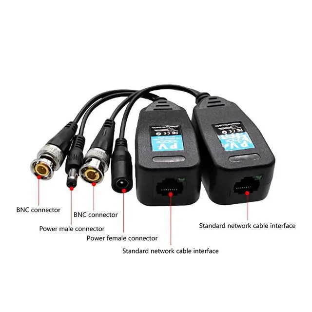 Alt view image 4 of 7 - BNC to Balun-Compatible Passive Twisted Pair Video Transmitter 0-300m Transmission Distance Compatible with AHD/CVI/TVI/CVBS (Video+Power Transfer)