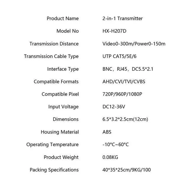 Alt view image 7 of 7 - BNC to Balun-Compatible Passive Twisted Pair Video Transmitter 0-300m Transmission Distance Compatible with AHD/CVI/TVI/CVBS (Video+Power Transfer)