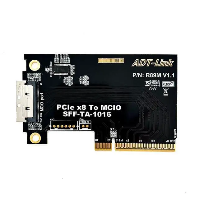 Alt view image 7 of 7 - ADT-R89M-F37C PCIe 4.0 x8 to x16 Extension Card 128Gbps MCIO External Chassis Supports 2U/4U Chassis (80CM)