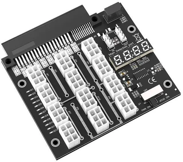 Main image of Upgraded 12x6pin ATX Power Supply Breakout Board with Fash LED Support 64.70mm Port PSU Compatible with DELL D750E-S6, D750E-S7,D110E-S0, D200E-S2