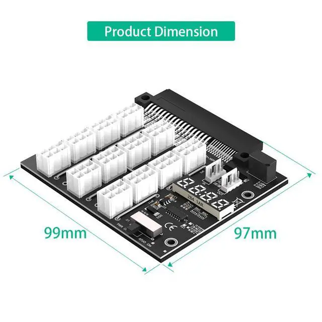 Alt view image 7 of 7 - Upgraded 12x6pin ATX Power Supply Breakout Board with Fash LED Support 64.70mm Port PSU Compatible with DELL D750E-S6, D750E-S7,D110E-S0, D200E-S2