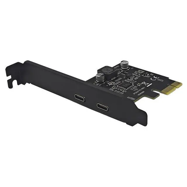 Alt view image 2 of 5 - PCIe X1 to 2Port USB C Expansion Card 5Gbps SuperSpeed Reversible Connector for Desktop PC