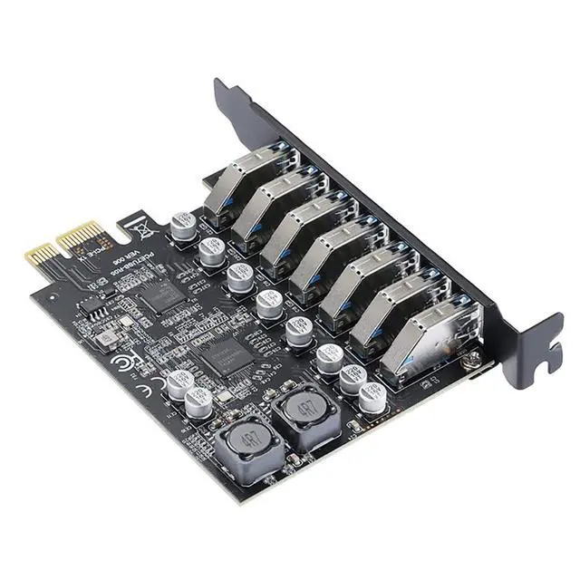 Alt view image 4 of 7 - PCIe x1 to 7-Port USB 3.2 19Pin Expansion Card 5Gbps High Speed for Motherboard