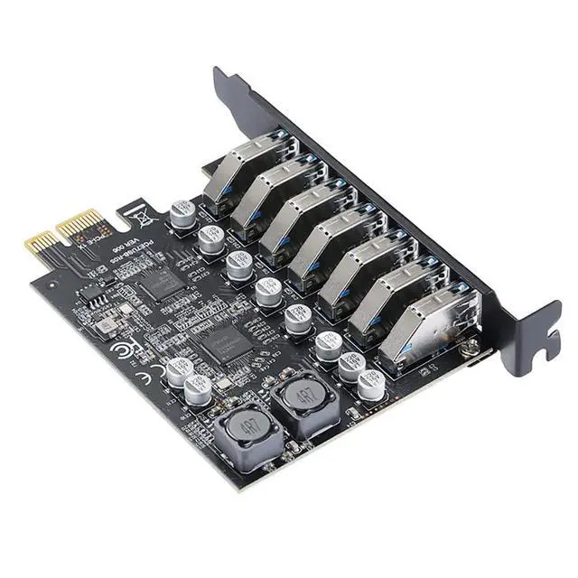 Alt view image 5 of 7 - PCIe x1 to 7-Port USB 3.2 19Pin Expansion Card 5Gbps High Speed for Motherboard