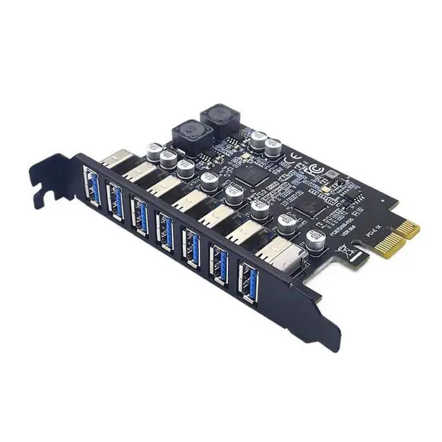 Alt view image 7 of 7 - PCIe x1 to 7-Port USB 3.2 19Pin Expansion Card 5Gbps High Speed for Motherboard