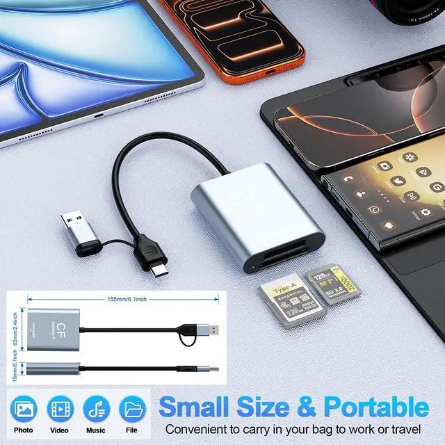 Alt view image 5 of 7 - USB 3.2 CFexpress Type A / SD3.0 Memory Card Reader 10Gbps High-Speed Data Transfer with Dual USB A & USB C Ports (CR398S for CFexpress Type A+SD3.0)