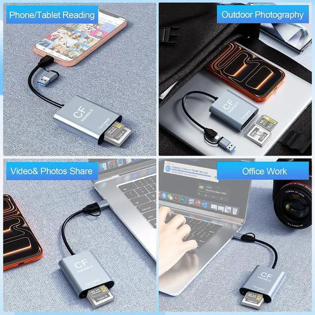 Alt view image 6 of 7 - USB 3.2 CFexpress Type A / SD3.0 Memory Card Reader 10Gbps High-Speed Data Transfer with Dual USB A & USB C Ports (CR398S for CFexpress Type A+SD3.0)