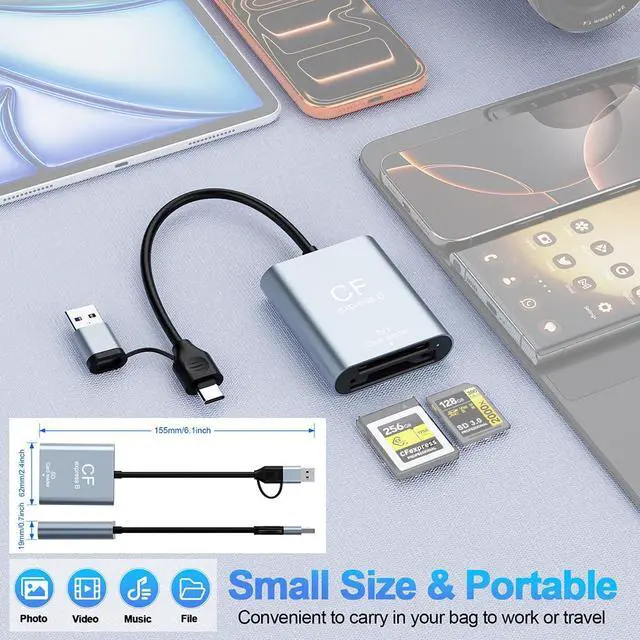 Alt view image 4 of 7 - USB 3.2 CFexpress Type B / SD3.0 Memory Card Reader 10Gbps High-Speed Data Transfer with Dual USB A & USB C Ports (CR397 for CFexpress Type B)