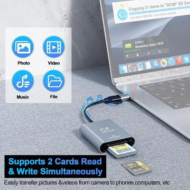 Alt view image 2 of 7 - USB 3.2 CFexpress Type B / SD3.0 Memory Card Reader 10Gbps High-Speed Data Transfer with Dual USB A & USB C Ports (CR397 for CFexpress Type B)