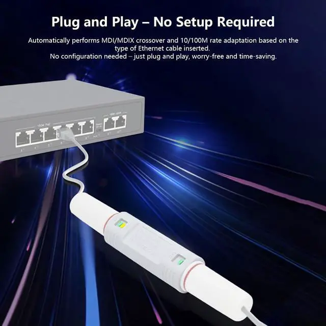 Alt view image 6 of 7 - 48V Waterproof POE-Compatible Extender Outdoor 500M Long-Distance Power Supply with POE-Compatible + Uplink Electrical Ports (Gigabit)