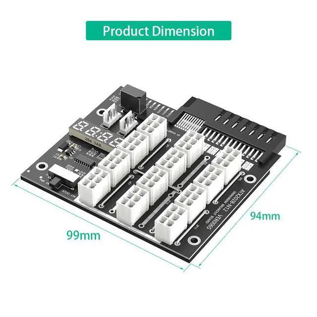 Alt view image 7 of 7 - ATX 12x6Pin Power Supply Breakout Board 12V Output with Flash LED Support 52.10mm Flex Port PSU Compatible with HP 733428-101 720620-B21 830272-B21 720478-B21
