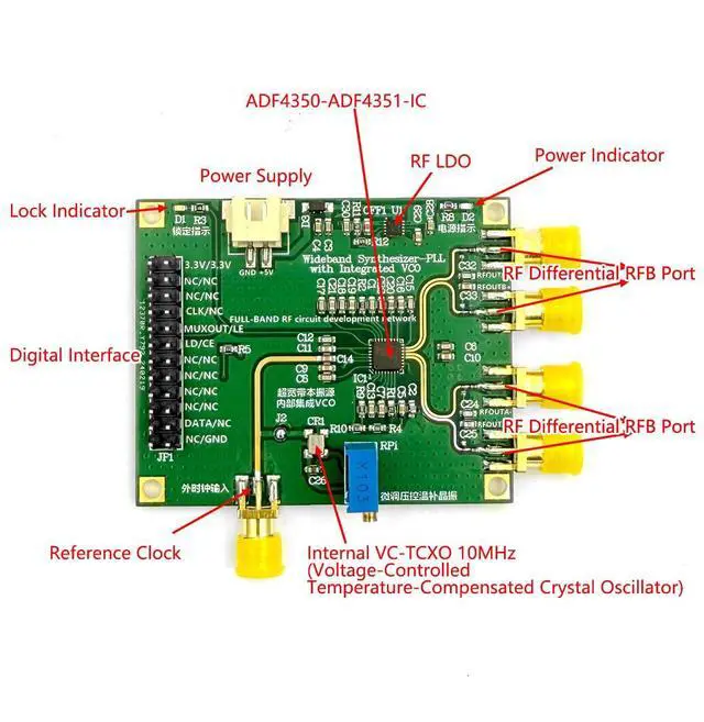 Alt view image 4 of 7 - ADF4351/ADF4350 Frequency Source PLL RF Source V2025 35Mhz-4.4GHz Frequency Generator (ADF4350 137.5M-4.4G +STM32)