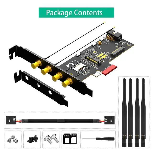Alt view image 7 of 7 - NGFF M.2 Key B and Key A to PCIe X1 Network Card with SIM/UIM Card Slot Compatible with Nano/Micro SIM/Standard SIM Card (to PCI-E 1X)