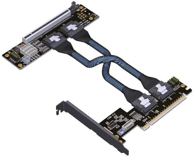 Main image of ADT-F34B-F35B PCIE 4.0 x16 to x16 Extension Card Graphics Card Splitter Support 1 to 1/2 Motherboard Bifurcation (F34B-F35B-50cm)