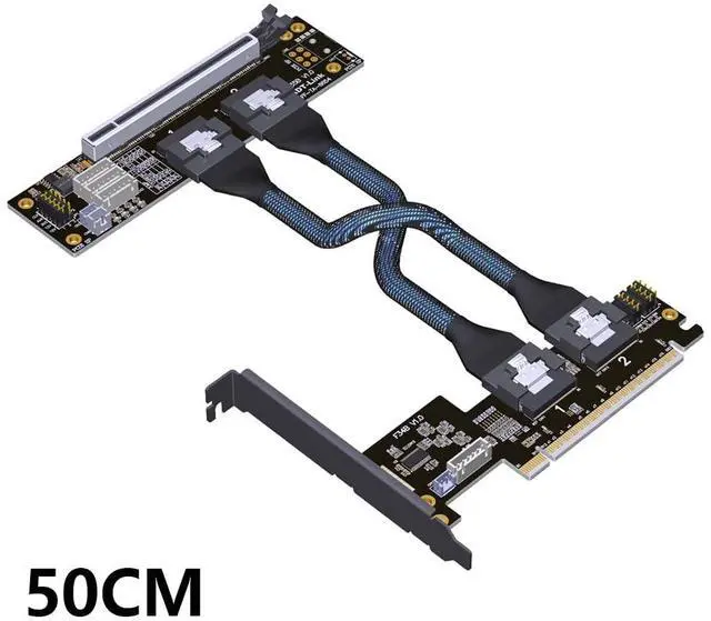 Alt view image 3 of 7 - ADT-F34B-F35B PCIE 4.0 x16 to x16 Extension Card Graphics Card Splitter Support 1 to 1/2 Motherboard Bifurcation (F34B-F35B-50cm)