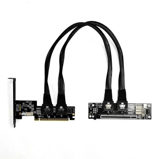 Alt view image 4 of 7 - ADT-F34B-F35B PCIE 4.0 x16 to x16 Extension Card Graphics Card Splitter Support 1 to 1/2 Motherboard Bifurcation (F34B-F35B-50cm)